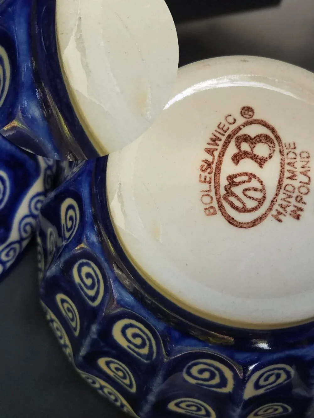 Set of 2 Polish Pottery Bowls Boleslawiec Cobalt Swirl Pattern Cereal Ice